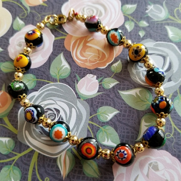 Vintage Jewelry - Vintage Italian Millefiori glass bead bracelet